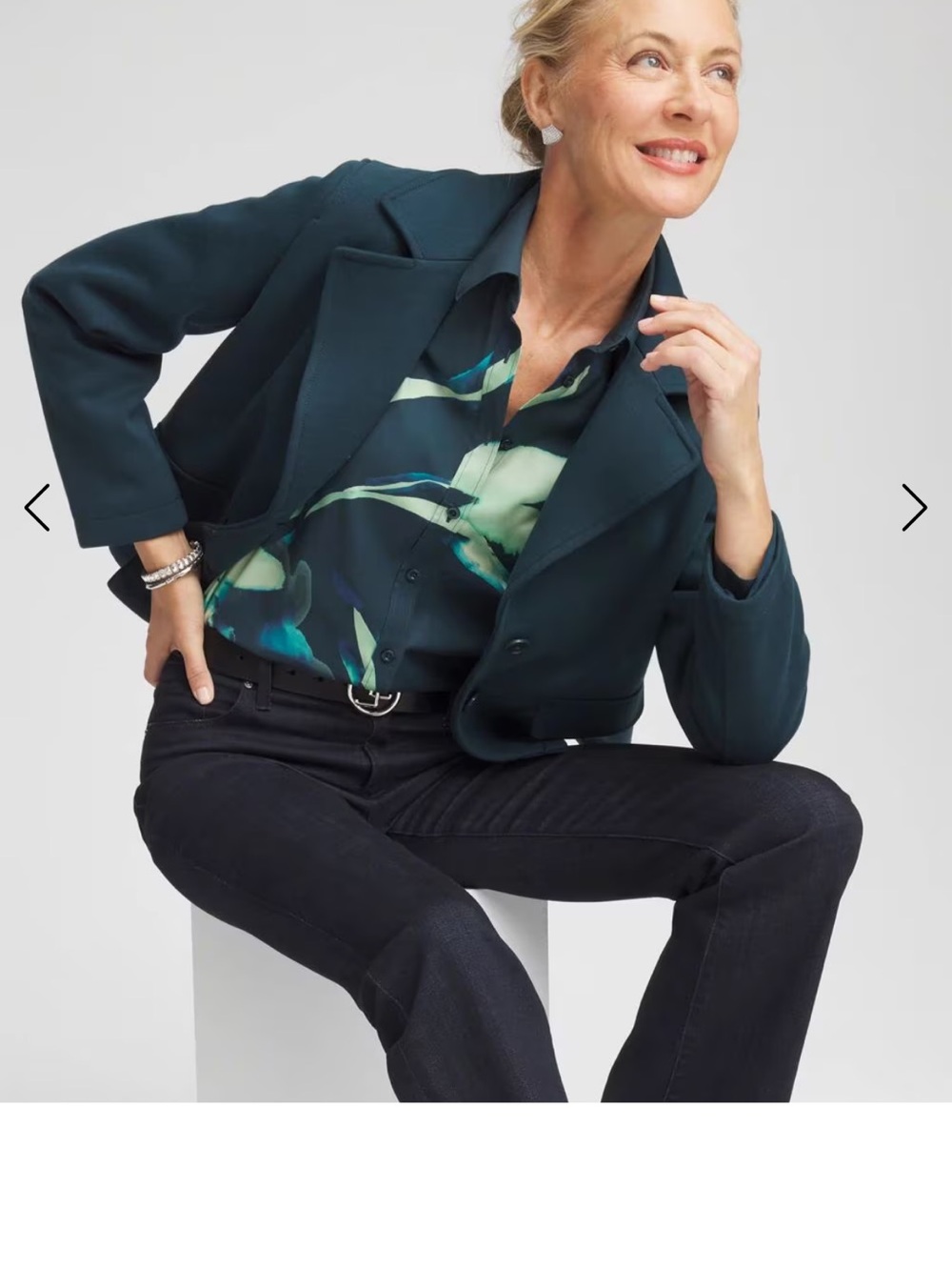 CHICO'S  $99 No Iron Urban Floral Popover Tunic‎ Shirt Top Size
